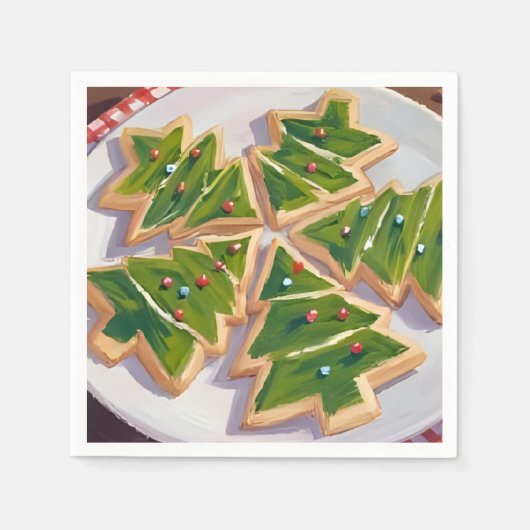 Kerstboom Cookies Vakantie Feest Servet (Voorkant)