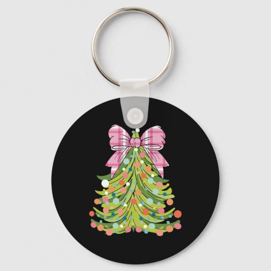 Kerstboom Coquette Bow Roze Kerst Mannen Wom Sleutelhanger (Voorkant)