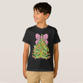 Kerstboom Coquette Bow Roze Kerst Mannen Wom T-shirt (Voorkant volledig)