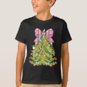 Kerstboom Coquette Bow Roze Kerst Mannen Wom T-shirt (Voorkant)