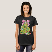 Kerstboom Coquette Bow Roze Kerst Mannen Wom T-shirt (Voorkant volledig)