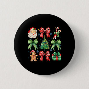 Kerstboom Coquette Bow Santa Claus Snoep Ronde Button 5,7 Cm