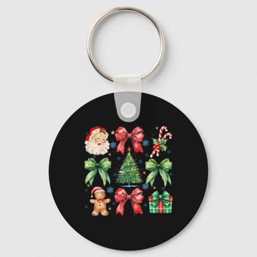 Kerstboom Coquette Bow Santa Claus Snoep Sleutelhanger (Voorkant)