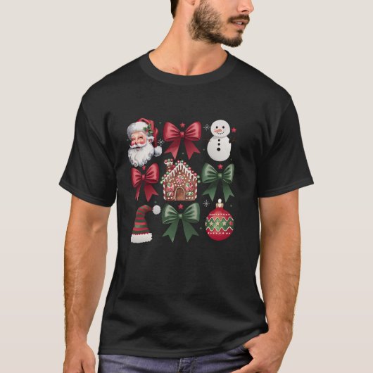 Kerstboom Coquette Bow Sinterklaas Snoep Chri T-shirt (Voorkant)