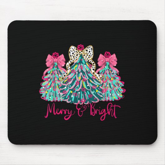 Kerstboom Coquette Merry And Bright Muismat (Voorkant)