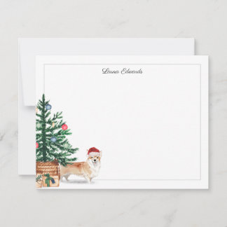 Kerstboom Corgi Vakantie Notitiekaartje