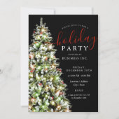 Kerstboom Corporate Vakantie Party Zwart Kaart (Voorkant)