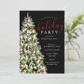 Kerstboom Corporate Vakantie Party Zwart Kaart (Staand voorkant)