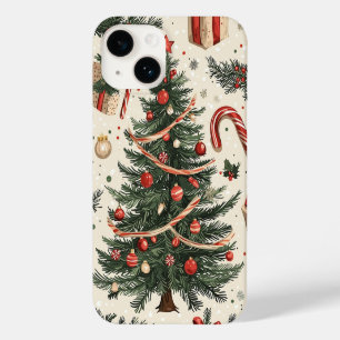 Kerstboom Crème Rood Groen Toile Case-Mate iPhone 14 Hoesje
