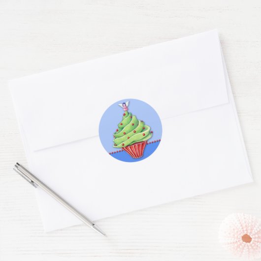Kerstboom Cupcake blauw2 Sticker (Envelop)