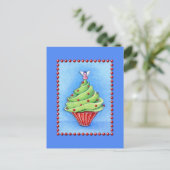 Kerstboom Cupcake blauw Briefkaart (Staand voorkant)