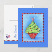 Kerstboom Cupcake blauw Briefkaart (Voorkant / Achterkant)