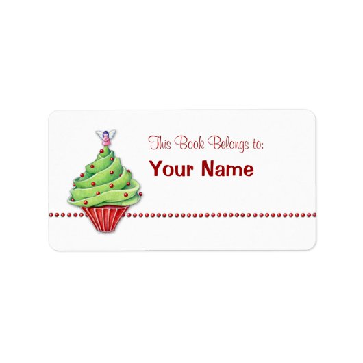Kerstboom Cupcake Bookplate Label (Voorkant)