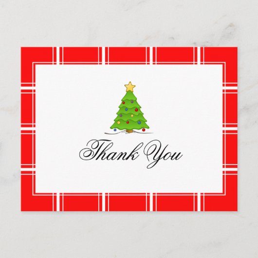 Kerstboom Dank Je Rood Briefkaart (Voorkant)