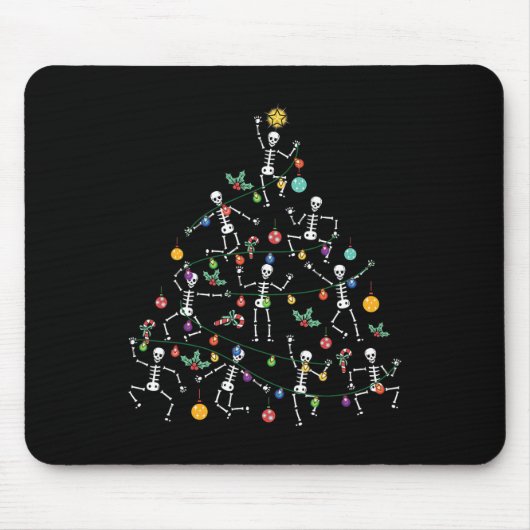 Kerstboom Dansend Skelet Grappige Halloween Muismat (Voorkant)