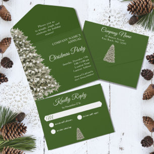 Kerstboom Dark Green Company Holiday All In One Uitnodiging