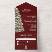 Kerstboom Dark Red Company Holiday Party All In One Uitnodiging (Binnen)
