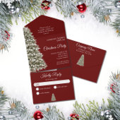 Kerstboom Dark Red Company Holiday Party All In One Uitnodiging