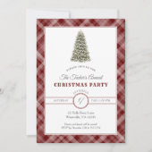 Kerstboom Dark Red Plaid kerstfeest Kaart (Voorkant)
