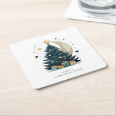 Kerstboom De Maan Kartonnen Onderzetters (Schuin)