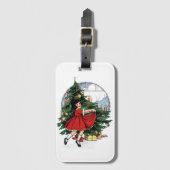 Kerstboom Decoratie  meisje Dansen Bagagelabel (Voorkant (verticaal))