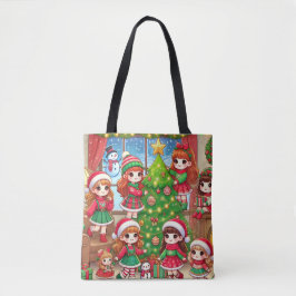 Kerstboom decoratie samen tote bag