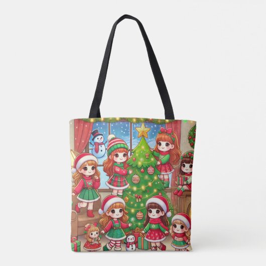 Kerstboom decoratie samen tote bag (Achterkant)