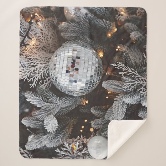 Kerstboom decoraties, feestelijke lichte achtergro sherpa deken (Voorkant)