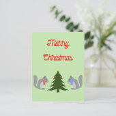 Kerstboom Decorating Eekhoorns Custom Briefkaart (Staand voorkant)