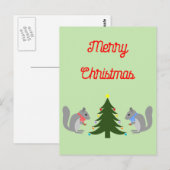Kerstboom Decorating Eekhoorns Custom Briefkaart (Voorkant / Achterkant)