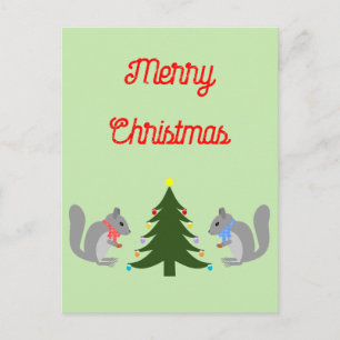 Kerstboom Decorating Eekhoorns Custom Briefkaart