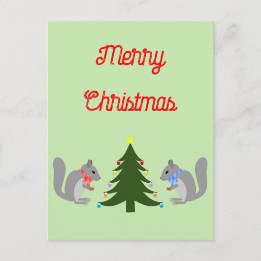 Kerstboom Decorating Eekhoorns Custom Briefkaart (Voorkant)