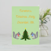 Kerstboom Decorating Eekhoorns Custom Folie Uitnodiging (Staand Voorkant)