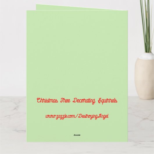 Kerstboom Decorating Eekhoorns Custom Kaart (Achterkant)