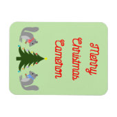 Kerstboom Decorating Eekhoorns Custom Magneet (Horizontaal)