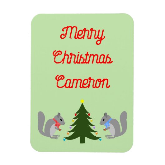 Kerstboom Decorating Eekhoorns Custom Magneet (Verticaal)