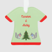 Kerstboom Decorating Eekhoorns Custom Namen Ornament (voorkant)