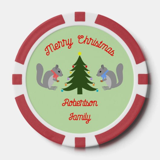 Kerstboom Decorating Eekhoorns Custom Poker Chips (Voorkant)