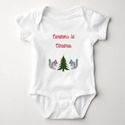 Kerstboom Decorating Eekhoorns Custom Romper (Voorkant)