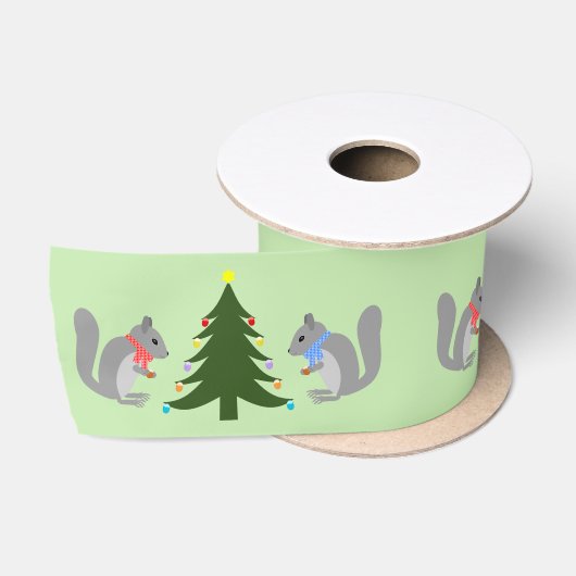 Kerstboom Decorating Eekhoorns Patroon Satijnen Lint (Spoel)