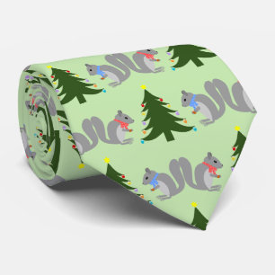Kerstboom Decorating Eekhoorns Patroon Stropdas