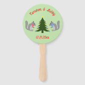 Kerstboom decoreren eekhoorns bruiloft handwaaier (Voorkant)