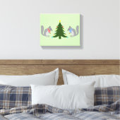 Kerstboom decoreren eekhoorns canvas afdruk (Insitu (Slaapkamer))