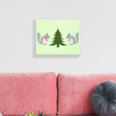 Kerstboom decoreren eekhoorns canvas afdruk (Insitu (Woonkamer))