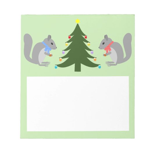 Kerstboom decoreren eekhoorns notitieblok (Voorkant)