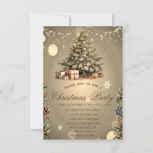 Kerstboom, dennenappels Sterren Kerstbedrijf Kaart (Voorkant)