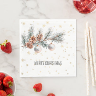 Kerstboom Dennenkegels Ornamenten Gouden Sneeuwvlo Servet