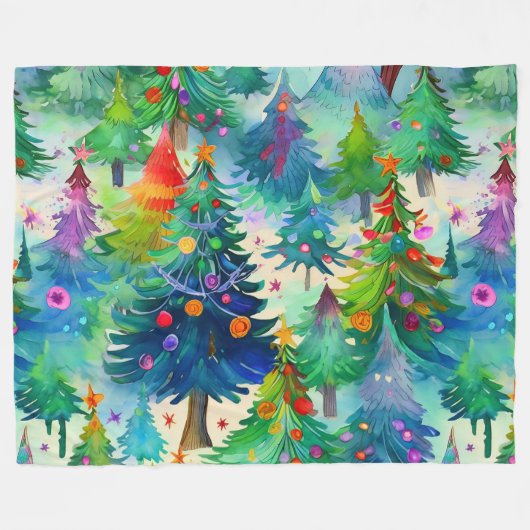 Kerstboom dennenpatroon fleece deken (Voorkant (Horizontaal))