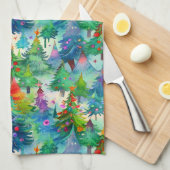 Kerstboom dennenpatroon theedoek (Quarter Fold)