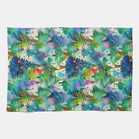 Kerstboom dennenpatroon theedoek (Horizontaal)